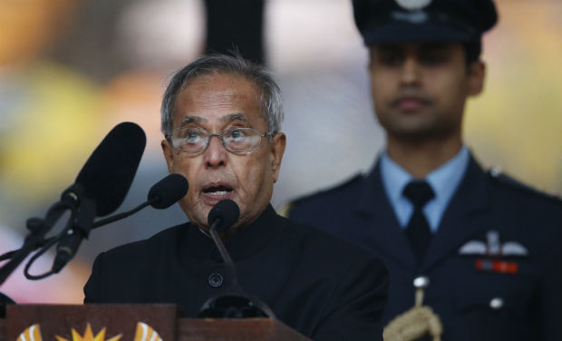 President Pranab Mukherjee speaks during the memorial service for former South African president Nelson Mandela at the FNB Stadium in Soweto near Johannesburg on Tuesday. AP President Pranab Mukherjee speaks during the memorial service for former South African president Nelson Mandela at the FNB Stadium in Soweto near Johannesburg on Tuesday. AP